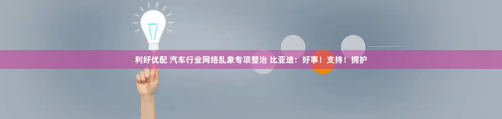 利好优配 汽车行业网络乱象专项整治 比亚迪：好事！支持！拥护